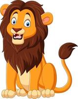 Cartoon funny lion on white background vector