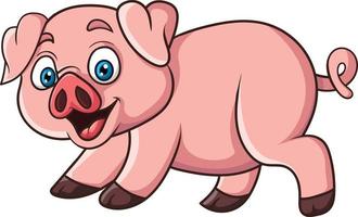 Cartoon funny pig on white background vector
