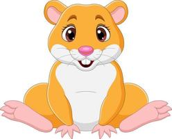 Cartoon funny baby hamster sitting vector