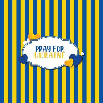 Pray for Ukraine striped line pattern with badge illustration