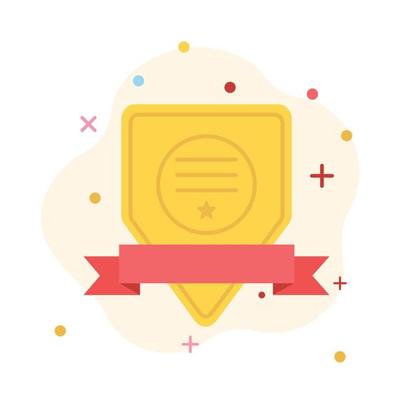 Modern Vintage badge retro label flat concept illustration with red ribbon