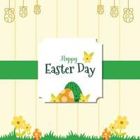 Decorative easter egg invitation floral card template vector