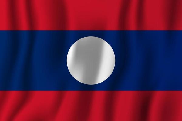 Laos realistic waving flag vector illustration. National country background symbol. Independence day