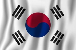 South Korea realistic waving flag vector illustration. National country background symbol. Independence day