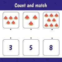 cuenta y empareja. juego de matemáticas para niños vector