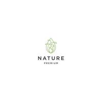 Nature flower line art logo icon design template vector