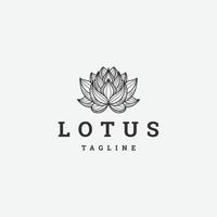 Lotus flower line logo icon design template flat vector
