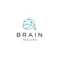 Brain line logo icon design template flat vector