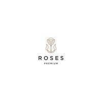 Luxury roses line art logo icon design template vector