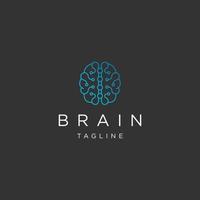 Brain line art logo icon design template flat vector