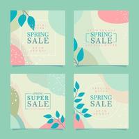 Spring Sale Social Media Post Design Template Set vector