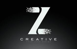 Z Initial Letter Logo Design with Digital Pixels in Black and White Colors. vector