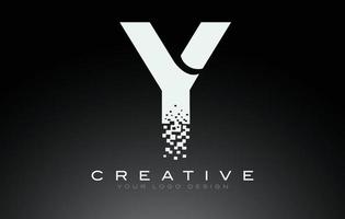 Y Initial Letter Logo Design with Digital Pixels in Black and White Colors. vector