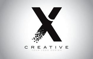 X Initial Letter Logo Design with Digital Pixels in Black and White Colors. vector