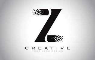 Z Initial Letter Logo Design with Digital Pixels in Black and White Colors. vector