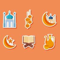 Ramadan Month Element Flat Sticker vector