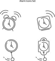 alarm clock icons set isolated on white background. icon thin line outline linear alarm clock symbol for logo, web, app, UI. icon simple sign. vector