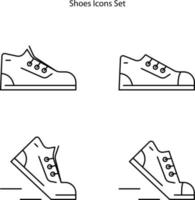 conjunto de iconos de zapatos aislado sobre fondo blanco. símbolo lineal de contorno de línea delgada de icono para logotipo, web, aplicación, ui. icono de signo simple. vector