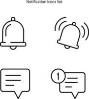 conjunto de iconos de notificación aislado sobre fondo blanco. símbolo para logotipo, web, aplicación, ui. signo sencillo. vector