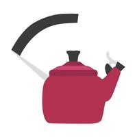 Kettle illustration vector tea design top stove steam kitchen icon appliance hot teapot flat