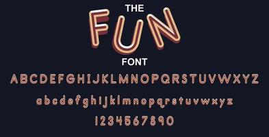 Fun font and alphabet with numbers. Vector typography letter design.