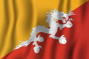 Bután bandera ondeante realista ilustración vectorial. símbolo de fondo del país nacional. día de la Independencia vector