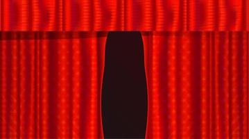 Red realistic theater curtains illustration. Opening velvet stage