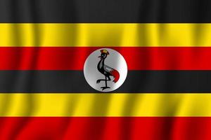 Ilustración de vector de bandera ondeante realista de uganda. símbolo de fondo del país nacional. día de la Independencia