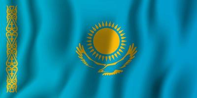 Kazakhstan realistic waving flag vector illustration. National country background symbol. Independence day