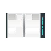 cuaderno espiral pluma vector bloc de notas libro. nota blanco aislado diseño diario fondo blanco ilustración