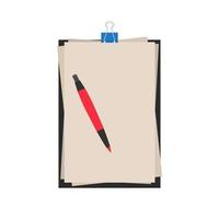 Notebook pen vector paper icon writing. Background isolated design illustration flat notepad. Note letter book business office