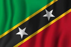 Saint Kitts and Nevis realistic waving flag vector illustration. National country background symbol. Independence day