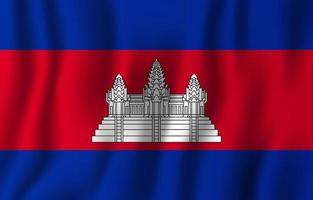 Cambodia realistic waving flag vector illustration. National country background symbol. Independence day