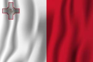 Malta realistic waving flag vector illustration. National country background symbol. Independence day