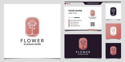 Abstract flower logo with negative space concept and business card design Premium Vector