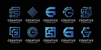 Set of creative monogram logo design initial letter g with unique concept Premium Vector