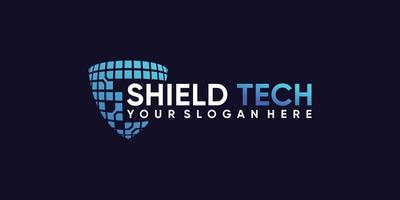 Shield logo design technology with creative modern style concept Premium Vector
