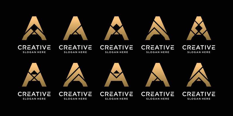 Set of bundle monogram logo design initial letter a with unique concept Premium Vector