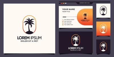 Palm tree logo with modern concept and business card design vector