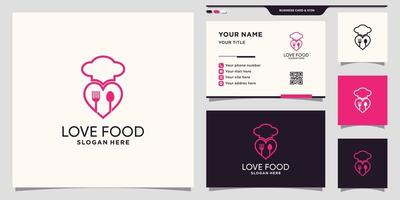 Symbol of heart and food logo with unique modern concept and business card design Premium Vector