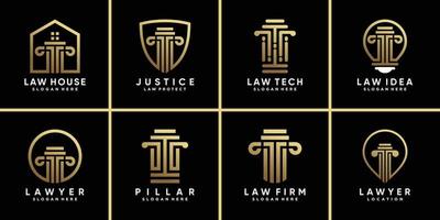 Set bundle symbol of law logo design template with golden gradient style color and creative concept Premium Vector