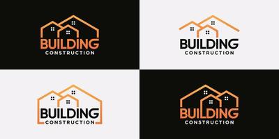 Set of creative building logo design for construction with line art and modern style concept