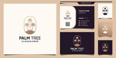 Palm tree logo template with unique modern concept and business card design Premium Vector