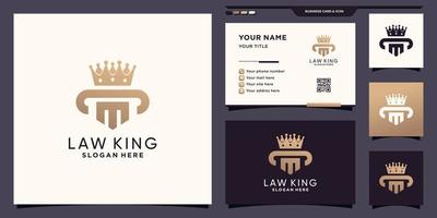 símbolo de la ley y el rey, plantilla de logotipo de la corona con concepto único moderno y diseño de tarjeta de visita premium vector