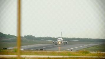 Airplane on runway front view video