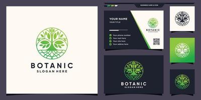 plantilla de logotipo botánico y de hoja natural con concepto único y diseño de tarjeta de visita vector premium