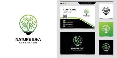 Tree and light bulb logo with creative modern concept and business card design Premium vector