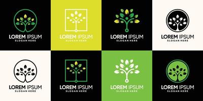Set bundle of people tree logo design with unique modern concept Premium vector