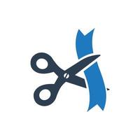 Ribbon cut with scissors icon, Scissors Cutting A Ribbon Icon vector
