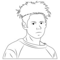 Cartoon character for coloring book. Vector illustration of teenage boy in flat cartoon style